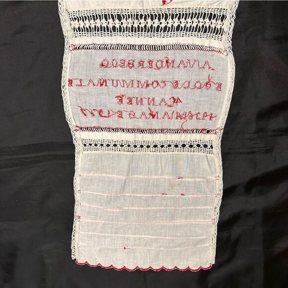 Vintage 1936-37 Belgian Student Handmade Linen Embroidery Needlepoint Sampler - Picture 7 of 11